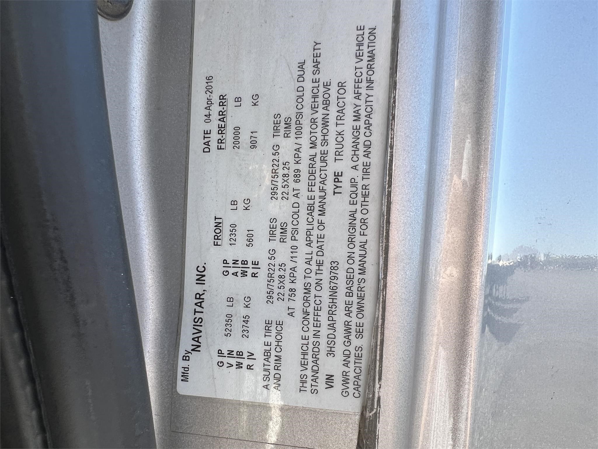 2017 INTERNATIONAL PROSTAR 7278282030 2017 INTERNATIONAL PROSTAR 7278282030